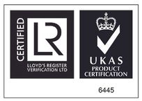 Logo Certified Lloyd's Register Verification Ltd, Ukas Product Certification 6445